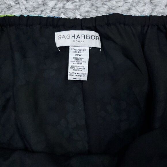 Sag Harbor Green Blue Floral Fit and Flare Flouncy Hem Skirt Size 22W - Picture 3 of 7